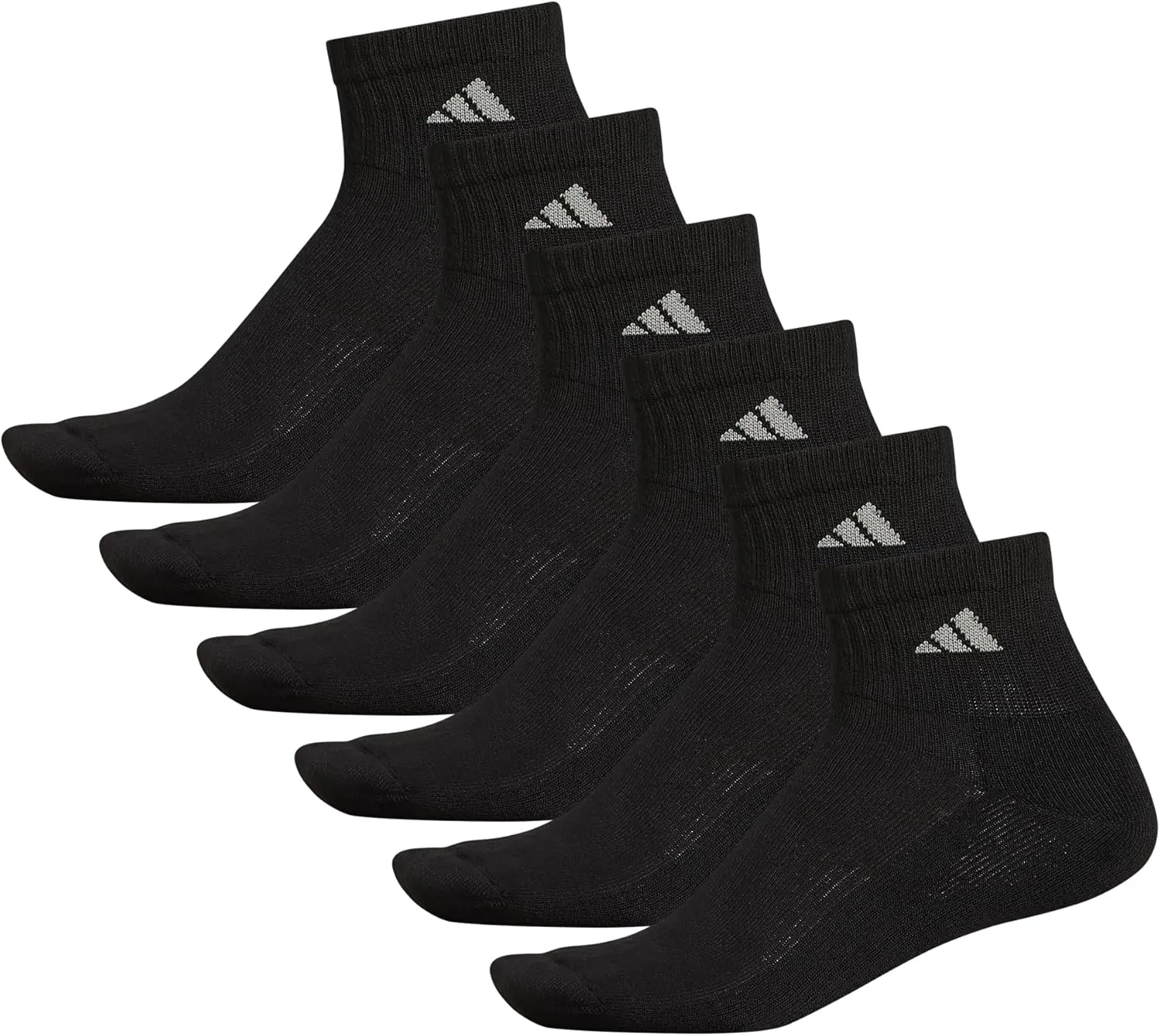 adidas Men's Socks, Athletic Cushioned Quarter 6-Pack, Ankle Fit with Arch Support