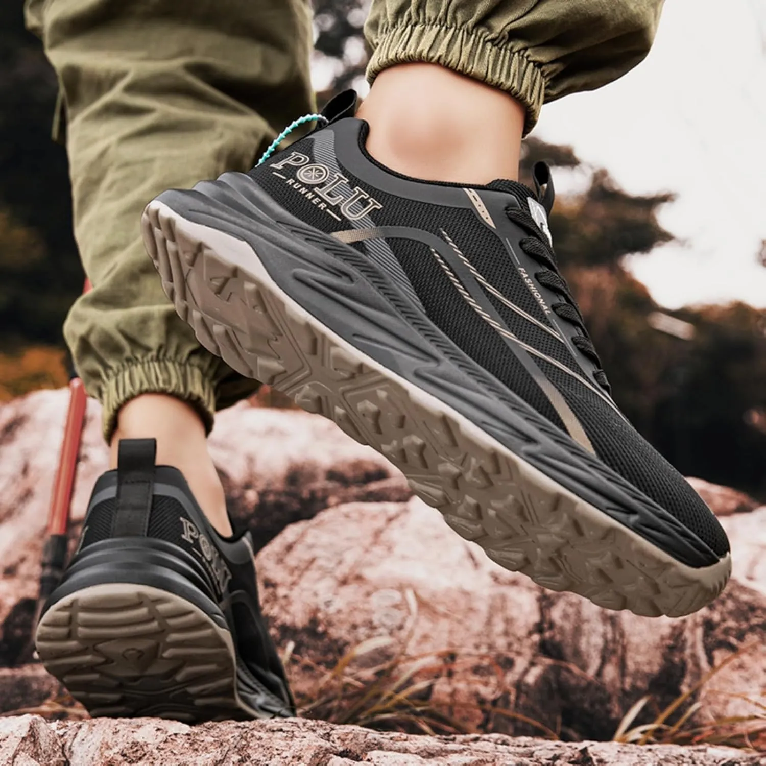 and Trendy Men's Waterproof Cloth Hiking Sports Shoes. Suitable for Outdoor Activities Like Mountain Climbing, Hiking, Fitness, Walking, as Well as Daily outings (Green,9)