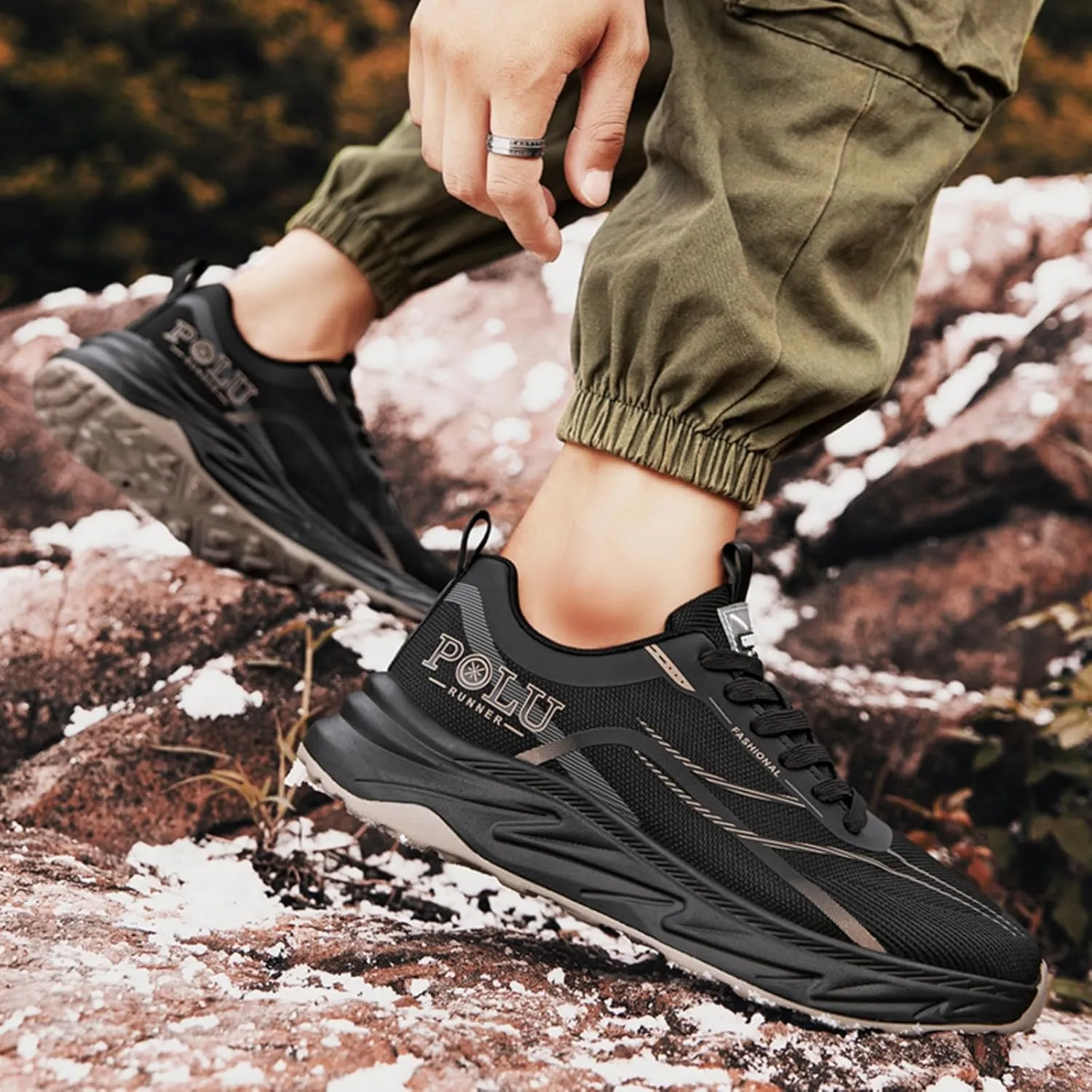 and Trendy Men's Waterproof Cloth Hiking Sports Shoes. Suitable for Outdoor Activities Like Mountain Climbing, Hiking, Fitness, Walking, as Well as Daily outings (Green,9)