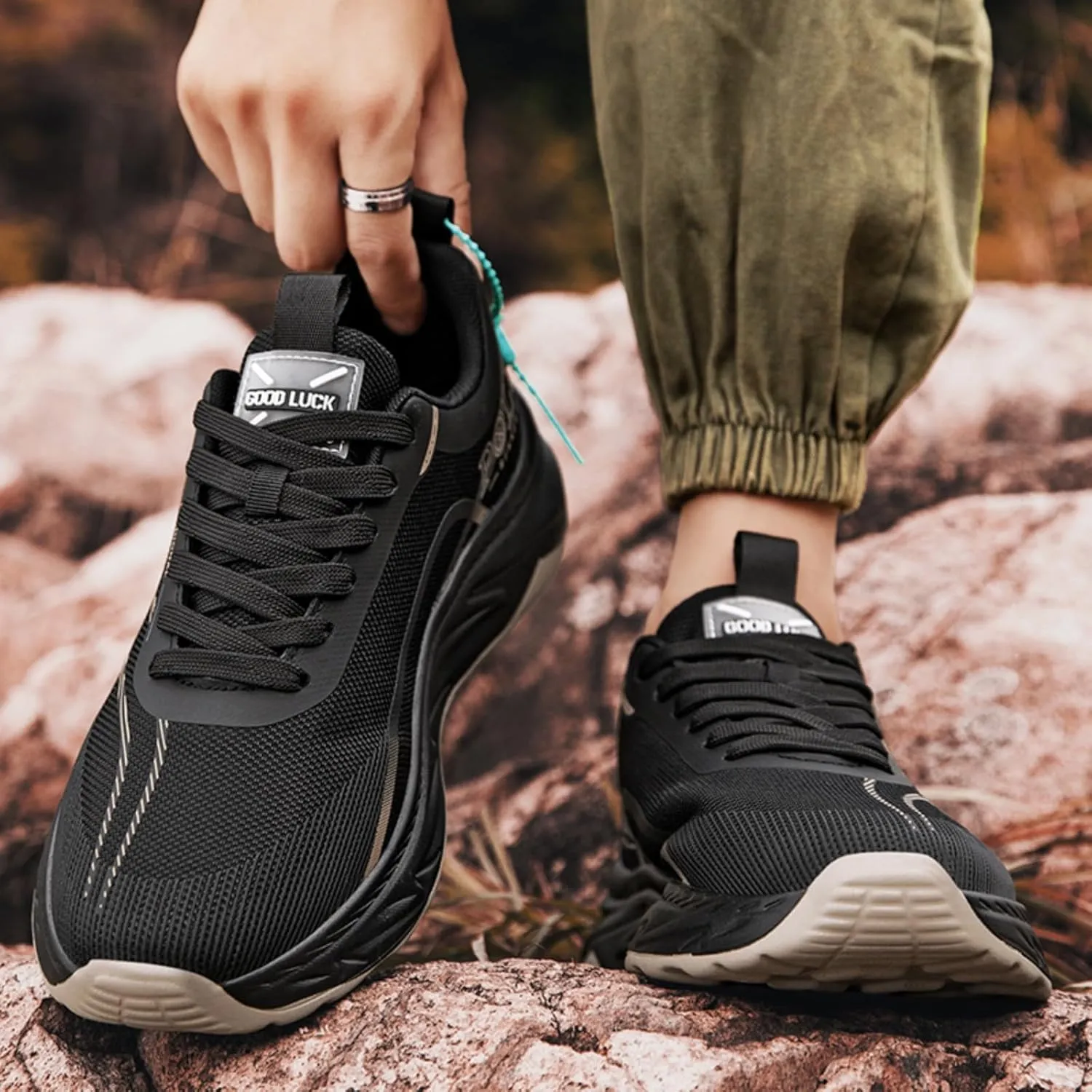 and Trendy Men's Waterproof Cloth Hiking Sports Shoes. Suitable for Outdoor Activities Like Mountain Climbing, Hiking, Fitness, Walking, as Well as Daily outings (Green,9)