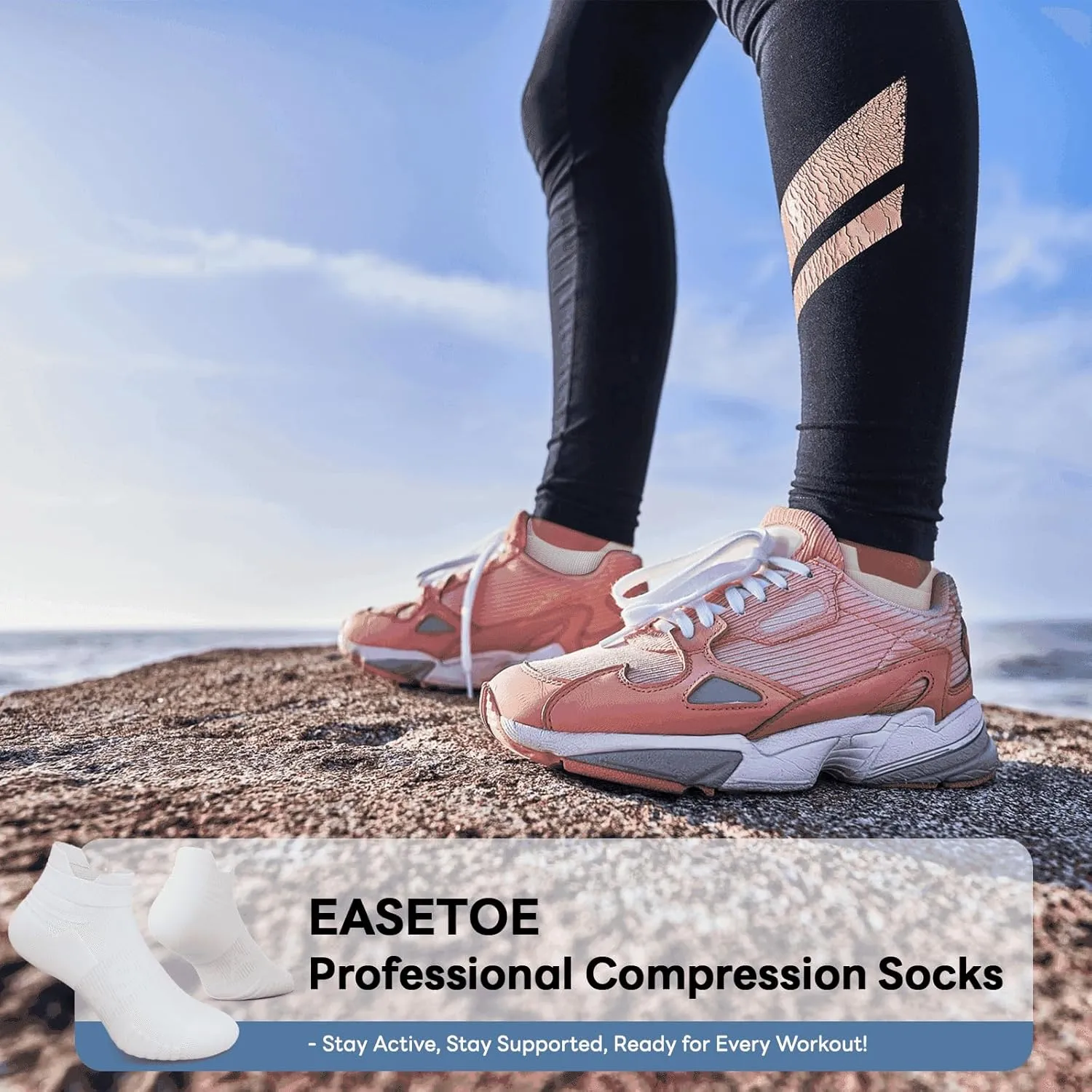Ankle Compression Socks for Men and Women, 6 Pairs Cushioned Low Cut Athletic Running Sock with Arch Support