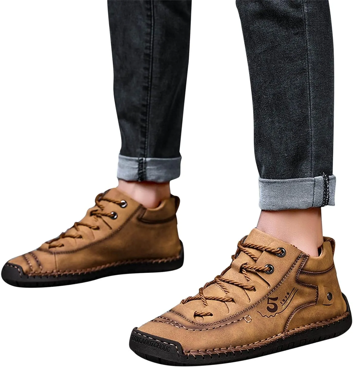BORAMAX Mens Casual Shoes Fashion Sneakers Non Slip PU Leather Classic Walking Shoes Suit Shoes Autumn Mid Top Men Shoes