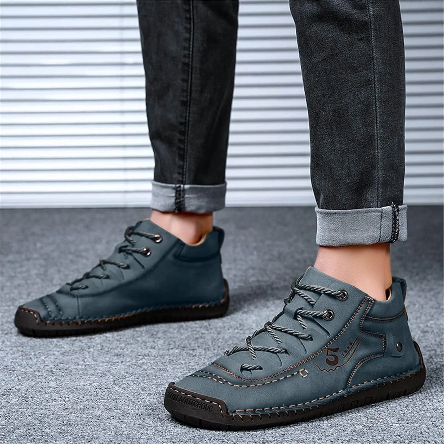 BORAMAX Mens Casual Shoes Fashion Sneakers Non Slip PU Leather Classic Walking Shoes Suit Shoes Autumn Mid Top Men Shoes
