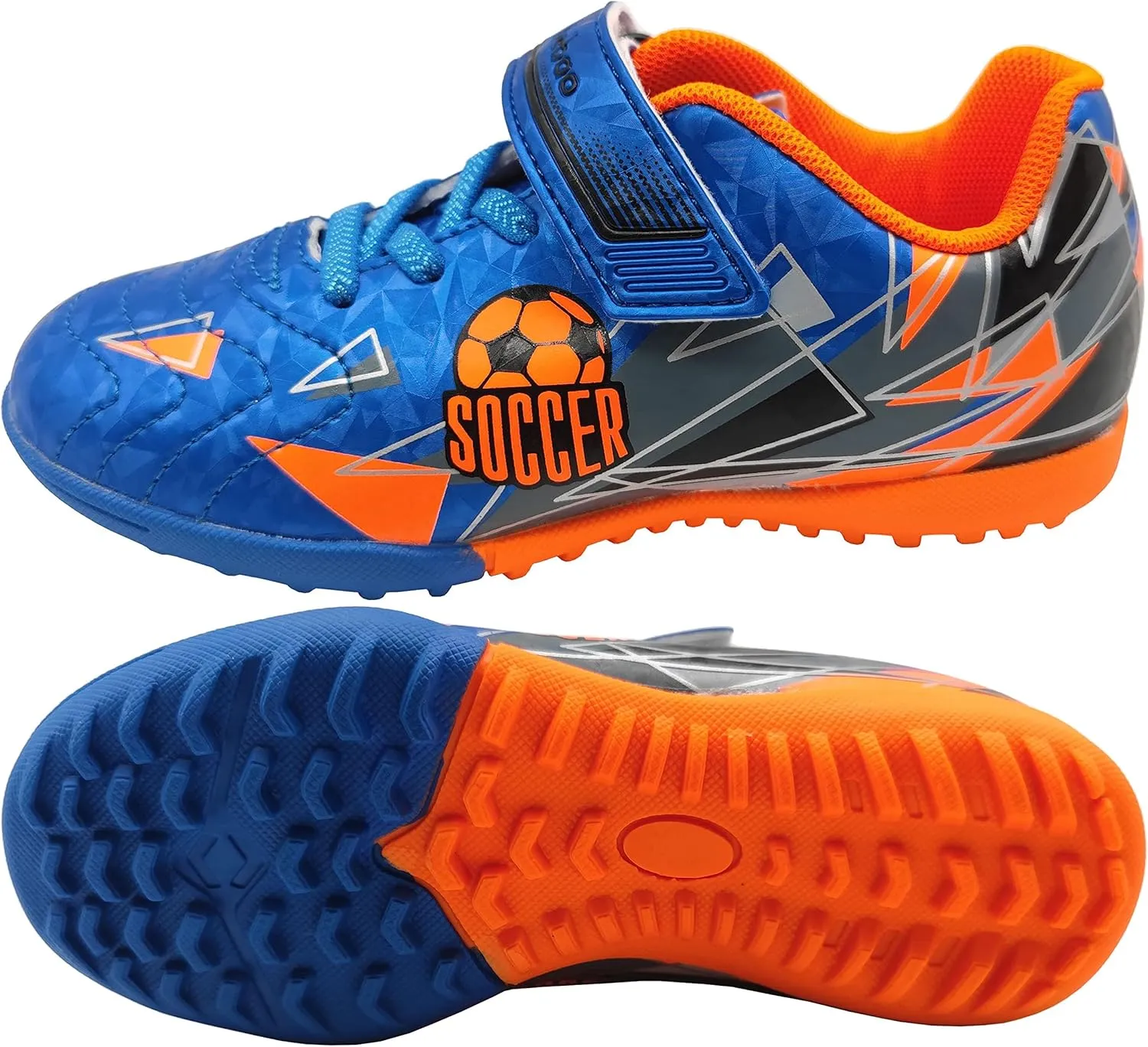 Boys Turf Shoes Soccer Indoor Trainers Football Cleats Outdoor Futsal Shoes Hook Loop for Girls (Little Kid/Big Kid)