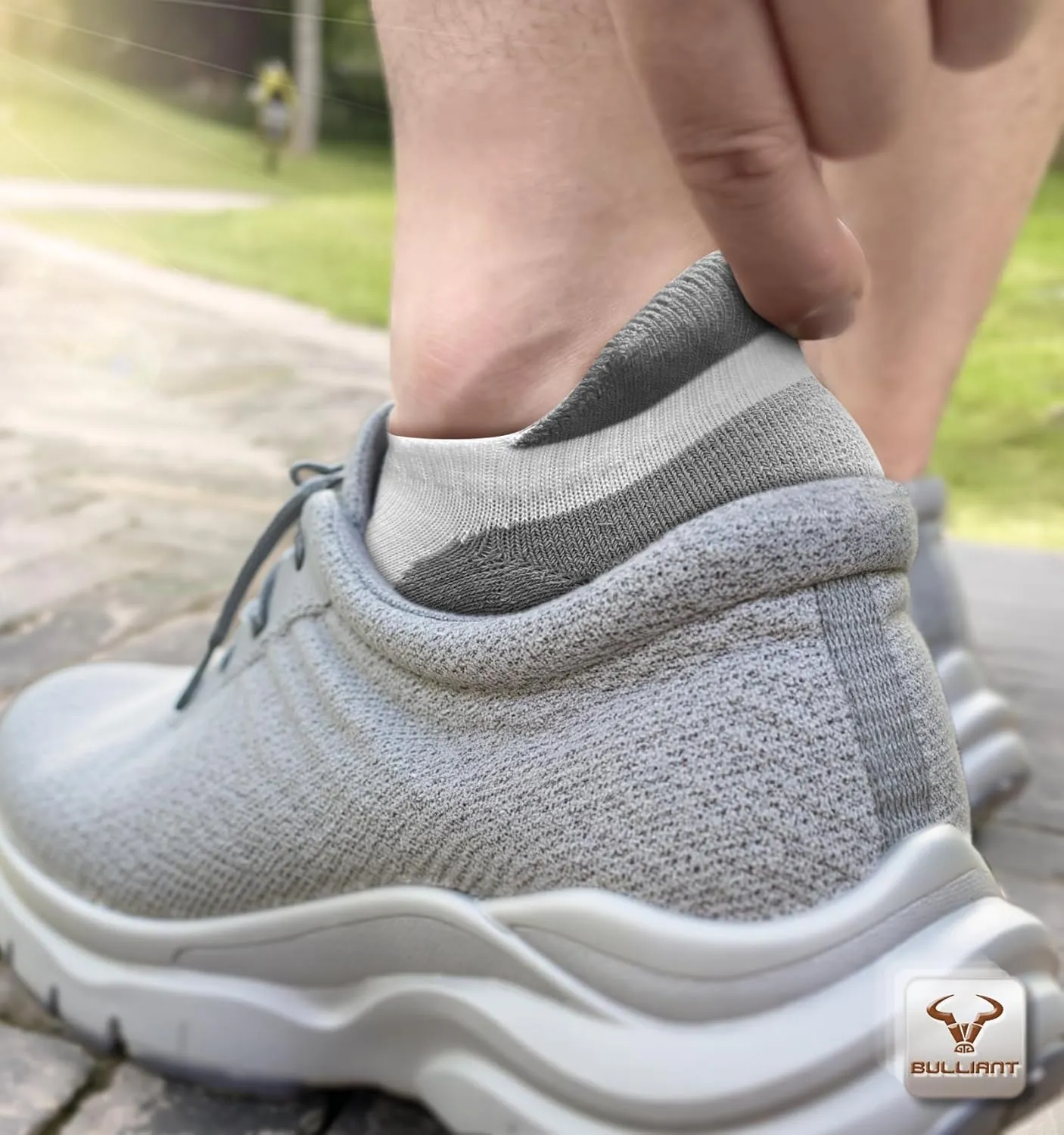 BULLIANT Men Ankle Socks,Athletic Running Socks Breathable Wicking For Men Women Cushioned Footbed Arch Supportive
