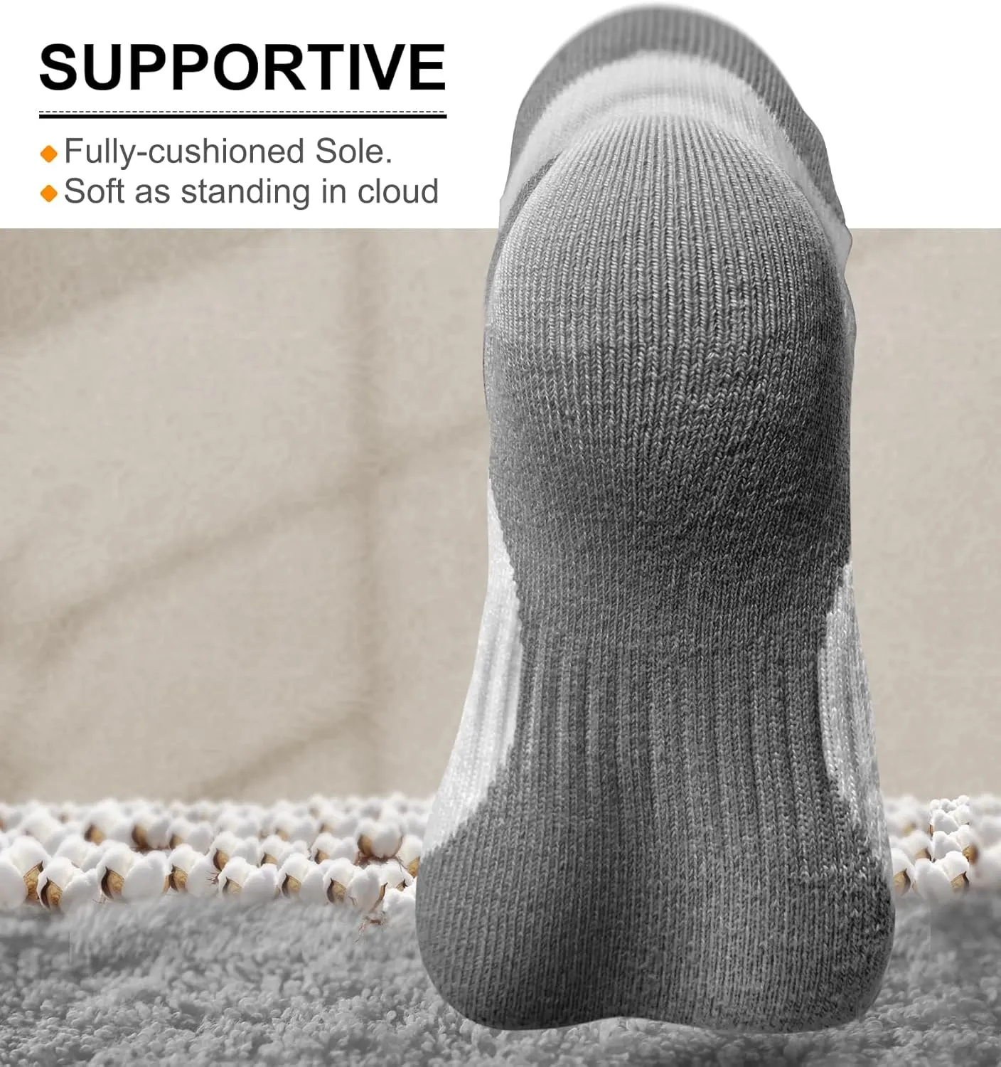 BULLIANT Running Socks Men-Athletic Ankle Wicking Socks Cushioned For Men Walking-Arch Compression Support
