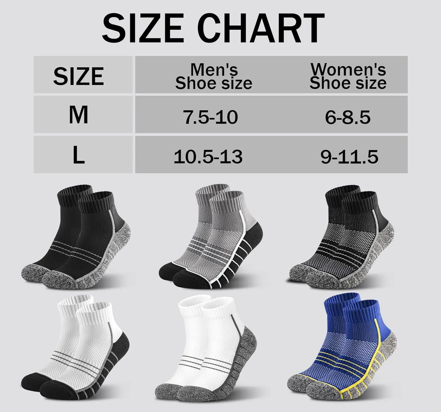 CONRAN KREMIX Athletic Running Socks Cushioned Breathable Sports Socks for Men and Women (6 Pairs)