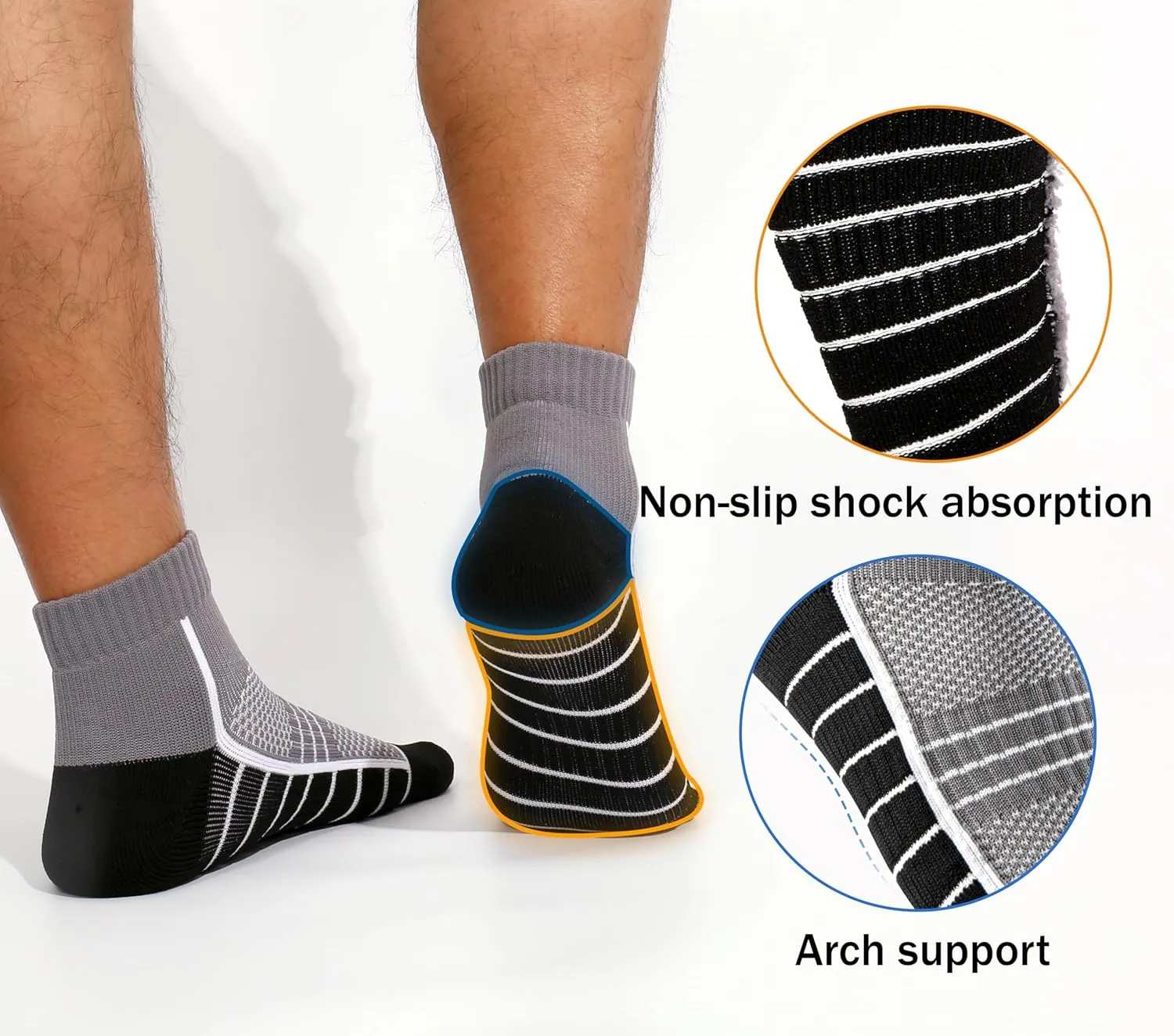 CONRAN KREMIX Athletic Running Socks Cushioned Breathable Sports Socks for Men and Women (6 Pairs)