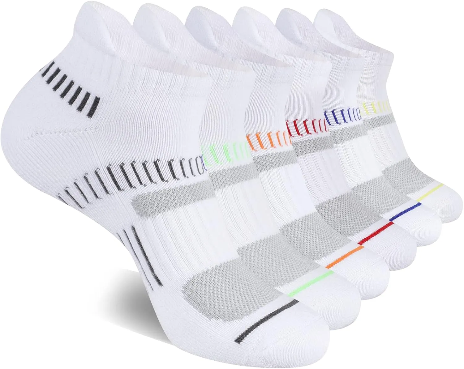 Cooplus Mens Cotton Athletic Ankle Socks Performance Cushioned Breathable Low Cut Tab Sock with Arch Support (6 Pairs)