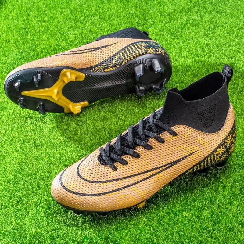 DHOVOR Boys Girls High-Top Soccer Cleats Youth Football Cleats Comfortable Turf Indoor Soccer Shoes for Kids Outdoor/Indoor/Competition/Unisex