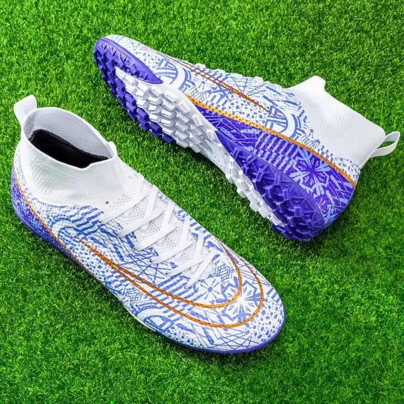 DHOVOR Boys Girls High-Top Soccer Cleats Youth Football Cleats Comfortable Turf Indoor Soccer Shoes for Kids Outdoor/Indoor/Competition/Unisex
