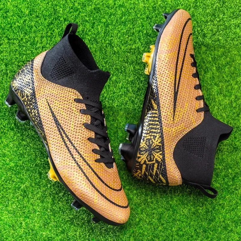 DHOVOR Boys Girls High-Top Soccer Cleats Youth Football Cleats Comfortable Turf Indoor Soccer Shoes for Kids Outdoor/Indoor/Competition/Unisex