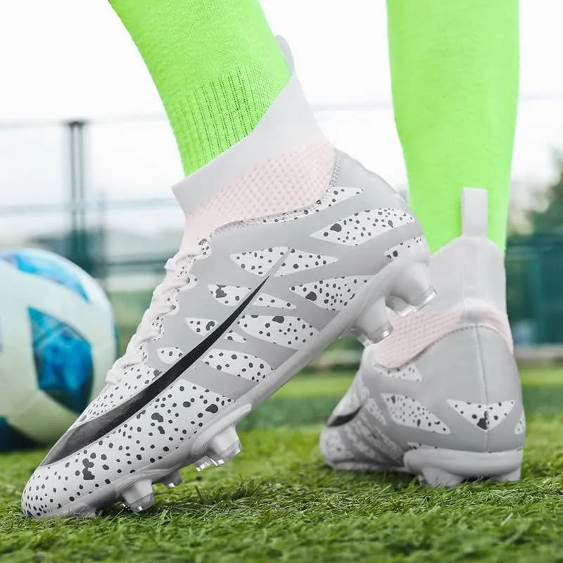 DHOVOR Boys Girls High-Top Soccer Cleats Youth Football Cleats Lightweight Indoor Soccer Shoes for Kids Indoor/Outdoor/Competition/Unisex