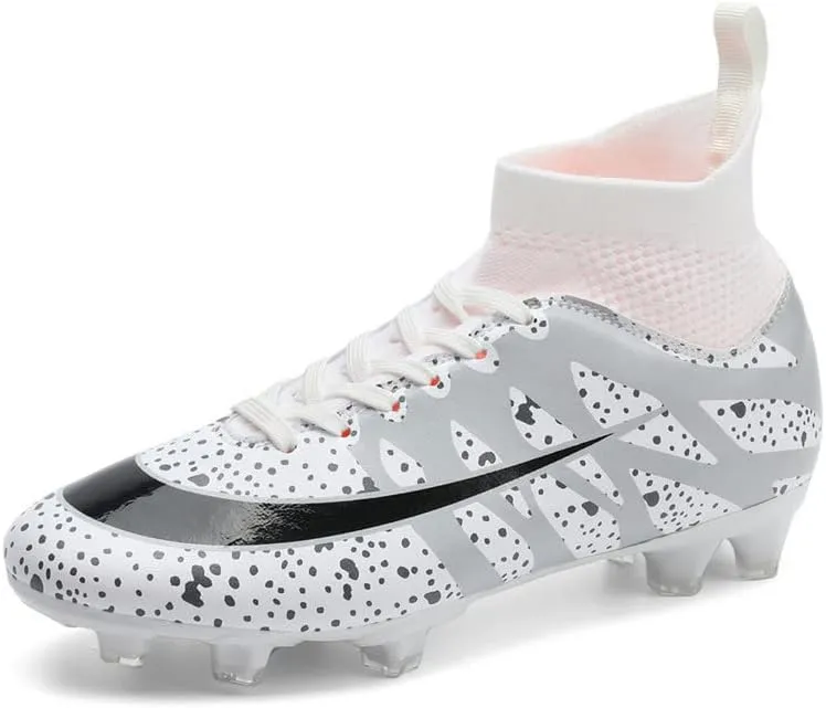 DHOVOR Boys Girls High-Top Soccer Cleats Youth Football Cleats Lightweight Indoor Soccer Shoes for Kids Indoor/Outdoor/Competition/Unisex