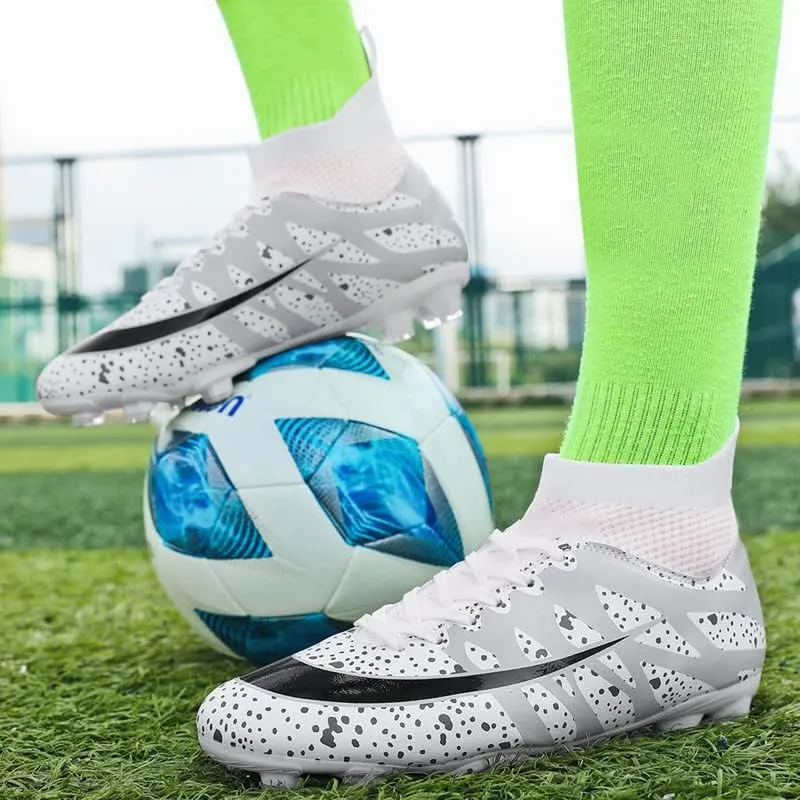 DHOVOR Boys Girls High-Top Soccer Cleats Youth Football Cleats Lightweight Indoor Soccer Shoes for Kids Indoor/Outdoor/Competition/Unisex