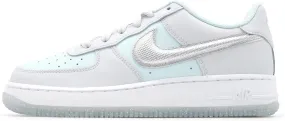 Nike Air Force 1 Big Kids' Shoes (HQ3249-043, Pure Platinum/Glacier Blue/Metallic Silver)