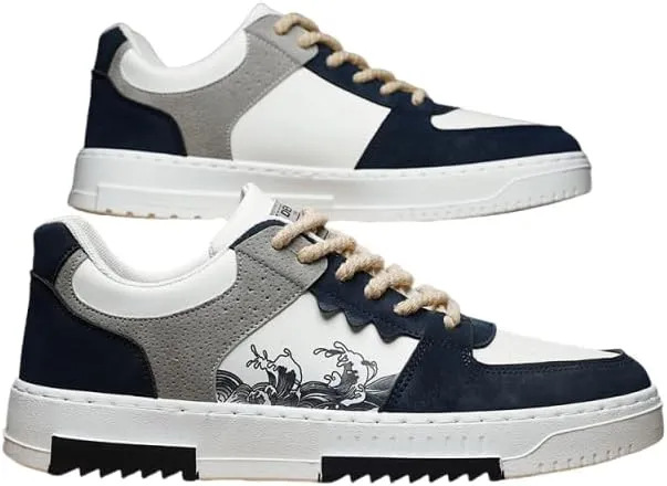 Retro Fashion Low-top Casual Trend Shoes, Spring and Autumn Niche Design, Men's Trendy Color Matching Shoes, lace-up Suitable for Outdoor, Campus, Walking, Street, Jogging, Travel