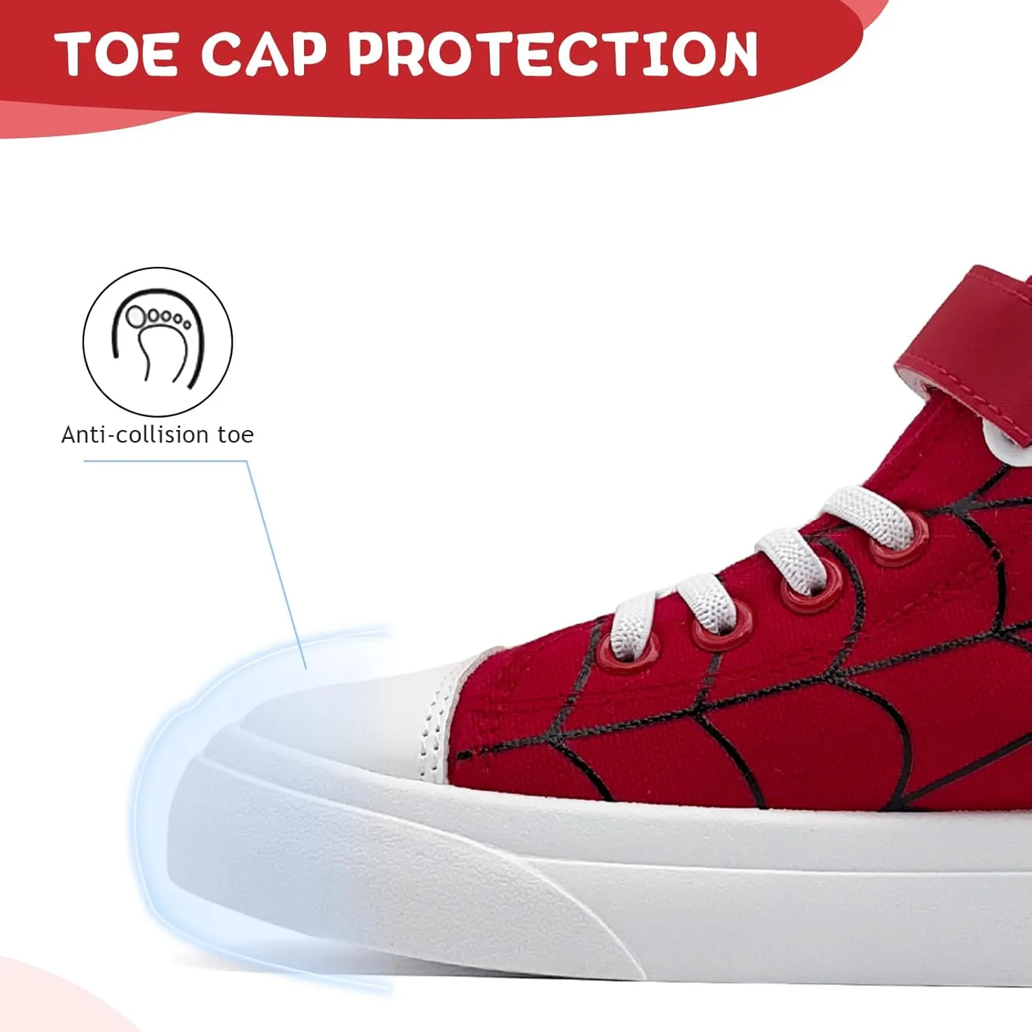 Sharllen Kid Canvas High Top Spider Sneakers Classic Adjustable Strap Lace up Shoes for Boys Girls Casual Tennis Kids Athletic Basketball Running Walking Shoes