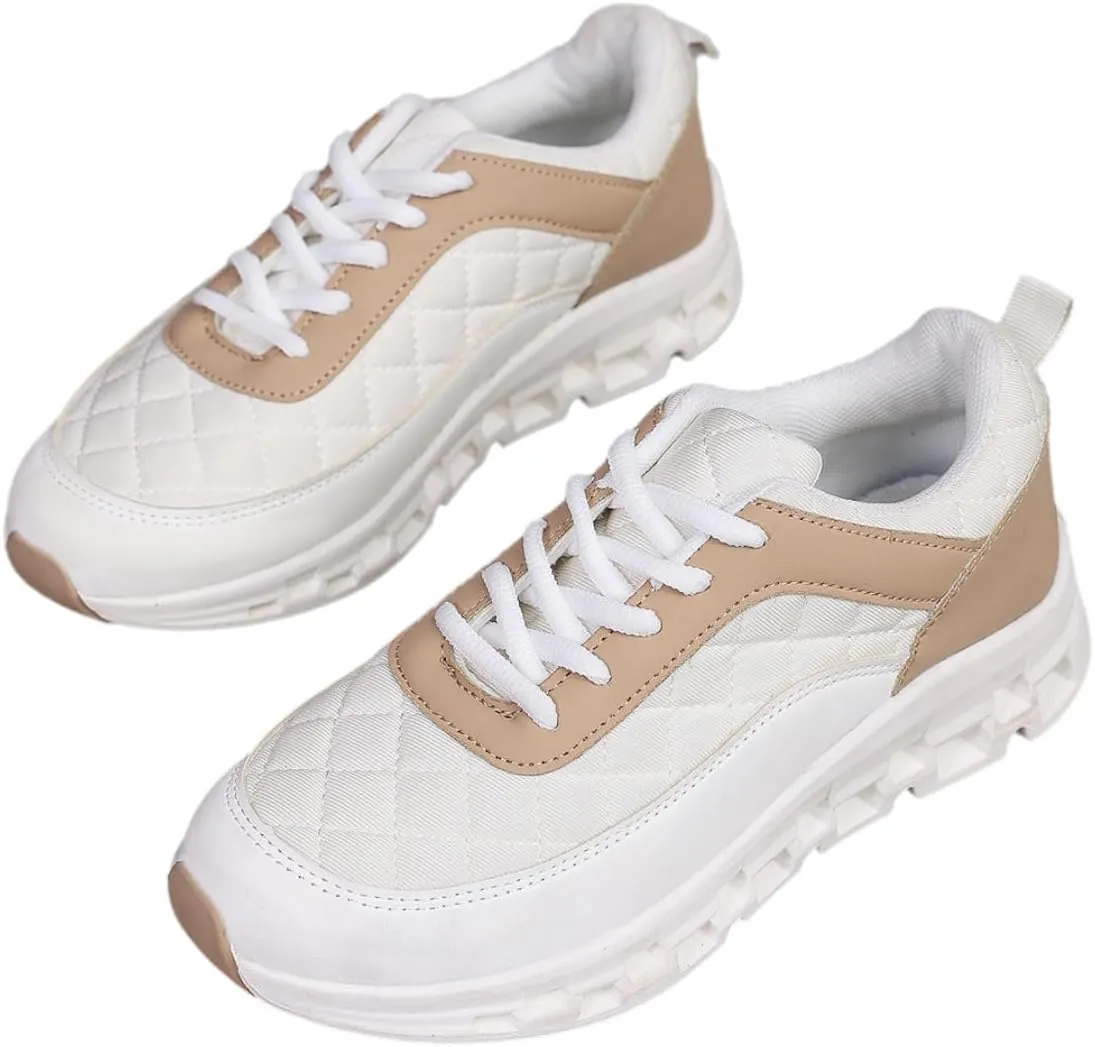 Women's Comfortable Casual Sneakers - Anti-Slip Wear-Resistant Walking Shoes, Lace-Up Outdoor Sneakers with Cushioned Soles