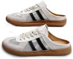 Women's Fashionable Contrast Mesh Design Lace Up Walking Shoes, Casual Slides Breathable Comfortable Sports Shoes, Female All-Match Round Toe Slip On for Daily Wear Girl