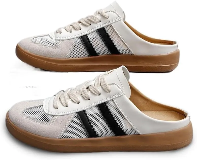 Women's Fashionable Contrast Mesh Design Lace Up Walking Shoes, Casual Slides Breathable Comfortable Sports Shoes, Female All-Match Round Toe Slip On for Daily Wear Girl