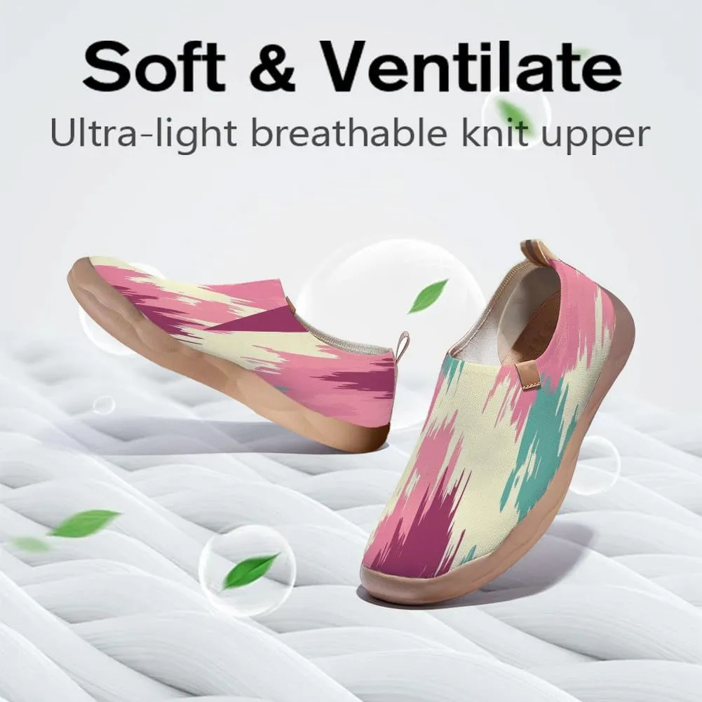 Women's Knitted Slip-on Loafers Comfortable, Light and Fashionable Sneakers Art Painted Travel Shoes