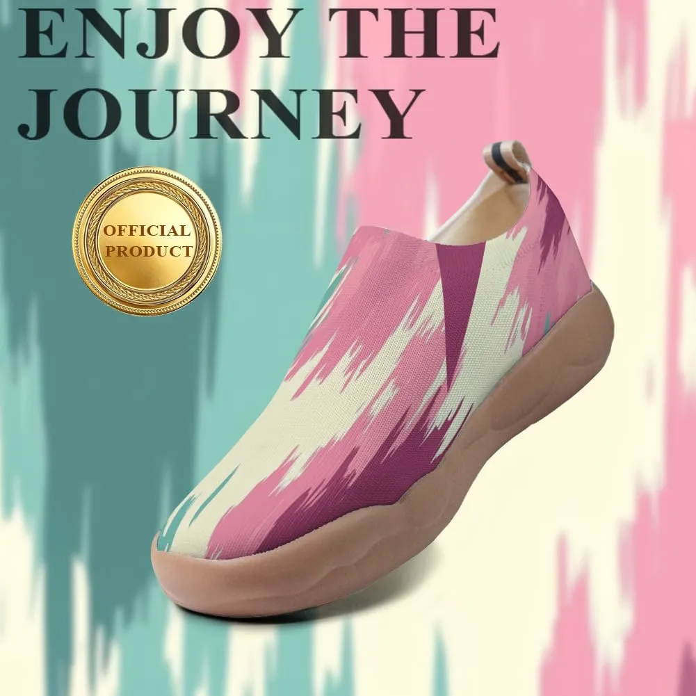 Women's Knitted Slip-on Loafers Comfortable, Light and Fashionable Sneakers Art Painted Travel Shoes