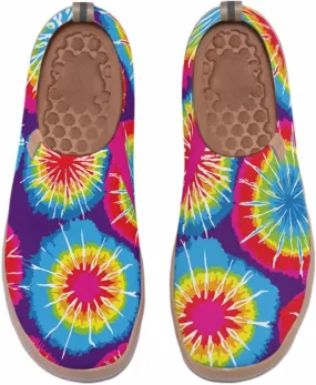 Women's Knitted Slip-on Loafers Comfortable, Light and Fashionable Sneakers Art Painted Travel Shoes