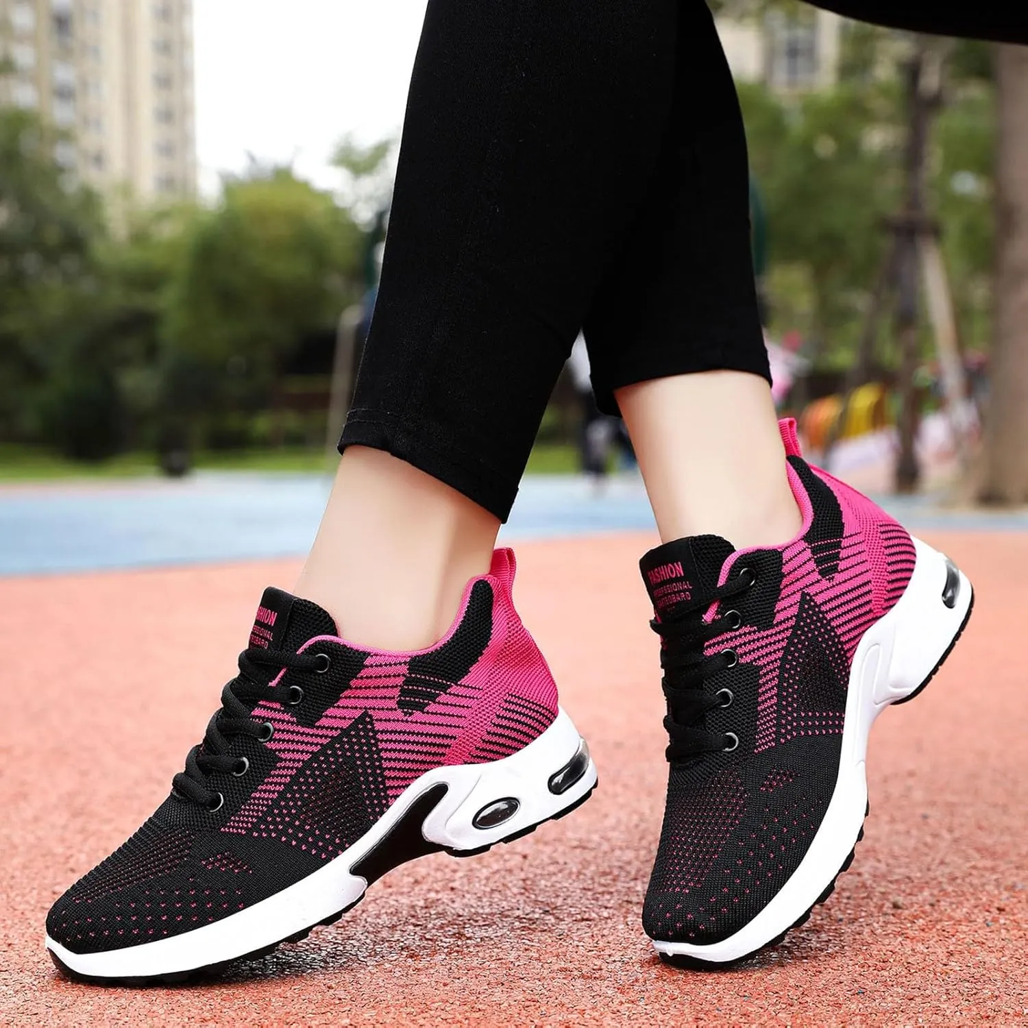 ZSpzx Running Sneakers for Women Air Cushioned Lace Up Running Tennis Sneaker Low Top Lightweight Arch Support Walking Shoes Breathable Elastic Athletic Closed Toe Shoe for Gym Travel Daily Wear