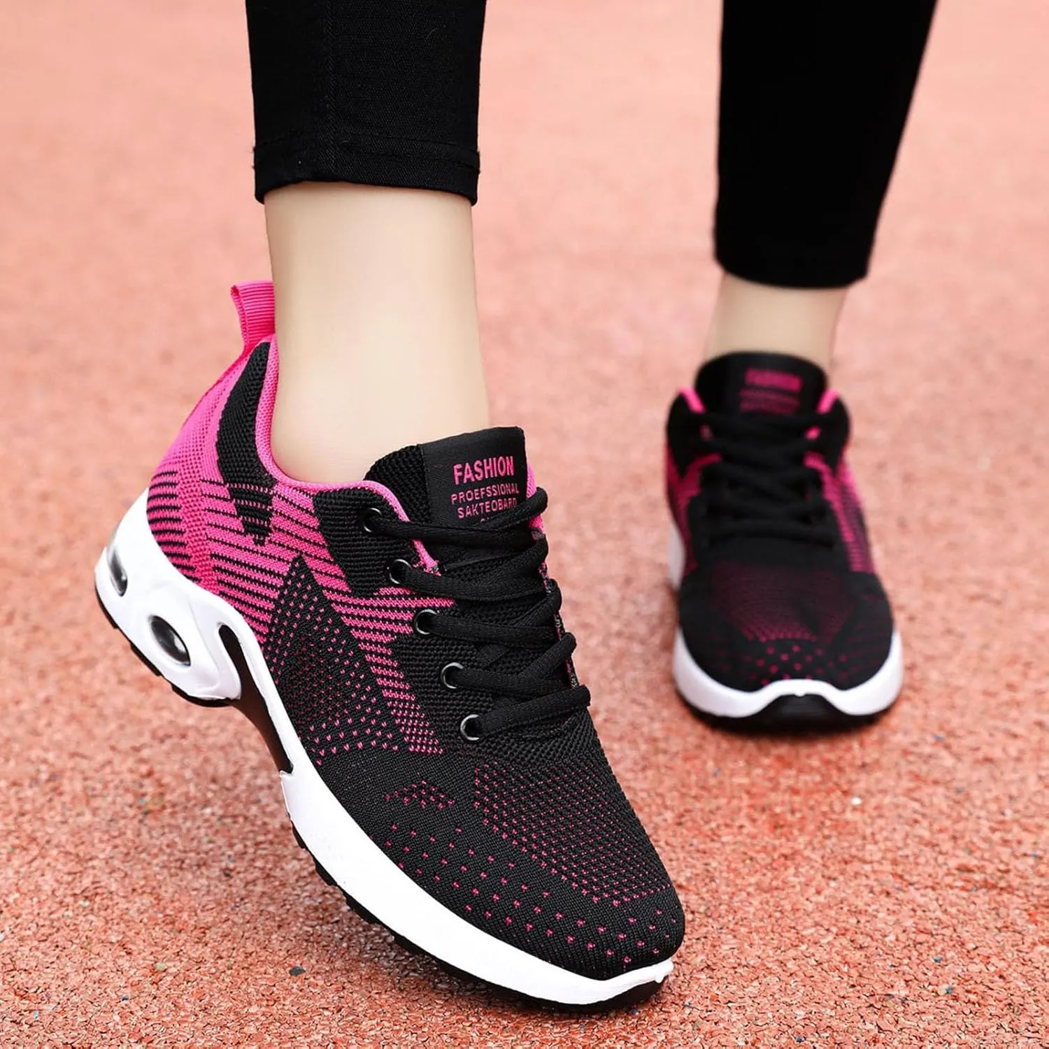 ZSpzx Running Sneakers for Women Air Cushioned Lace Up Running Tennis Sneaker Low Top Lightweight Arch Support Walking Shoes Breathable Elastic Athletic Closed Toe Shoe for Gym Travel Daily Wear