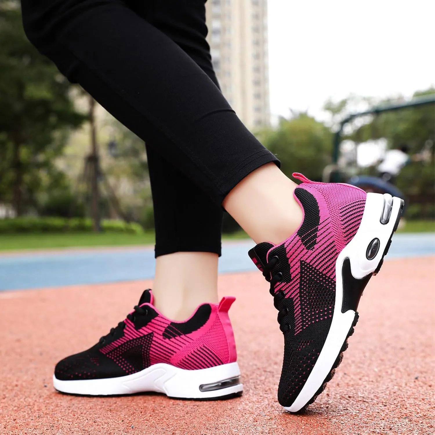ZSpzx Running Sneakers for Women Air Cushioned Lace Up Running Tennis Sneaker Low Top Lightweight Arch Support Walking Shoes Breathable Elastic Athletic Closed Toe Shoe for Gym Travel Daily Wear