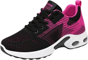ZSpzx Running Sneakers for Women Air Cushioned Lace Up Running Tennis Sneaker Low Top Lightweight Arch Support Walking Shoes Breathable Elastic Athletic Closed Toe Shoe for Gym Travel Daily Wear