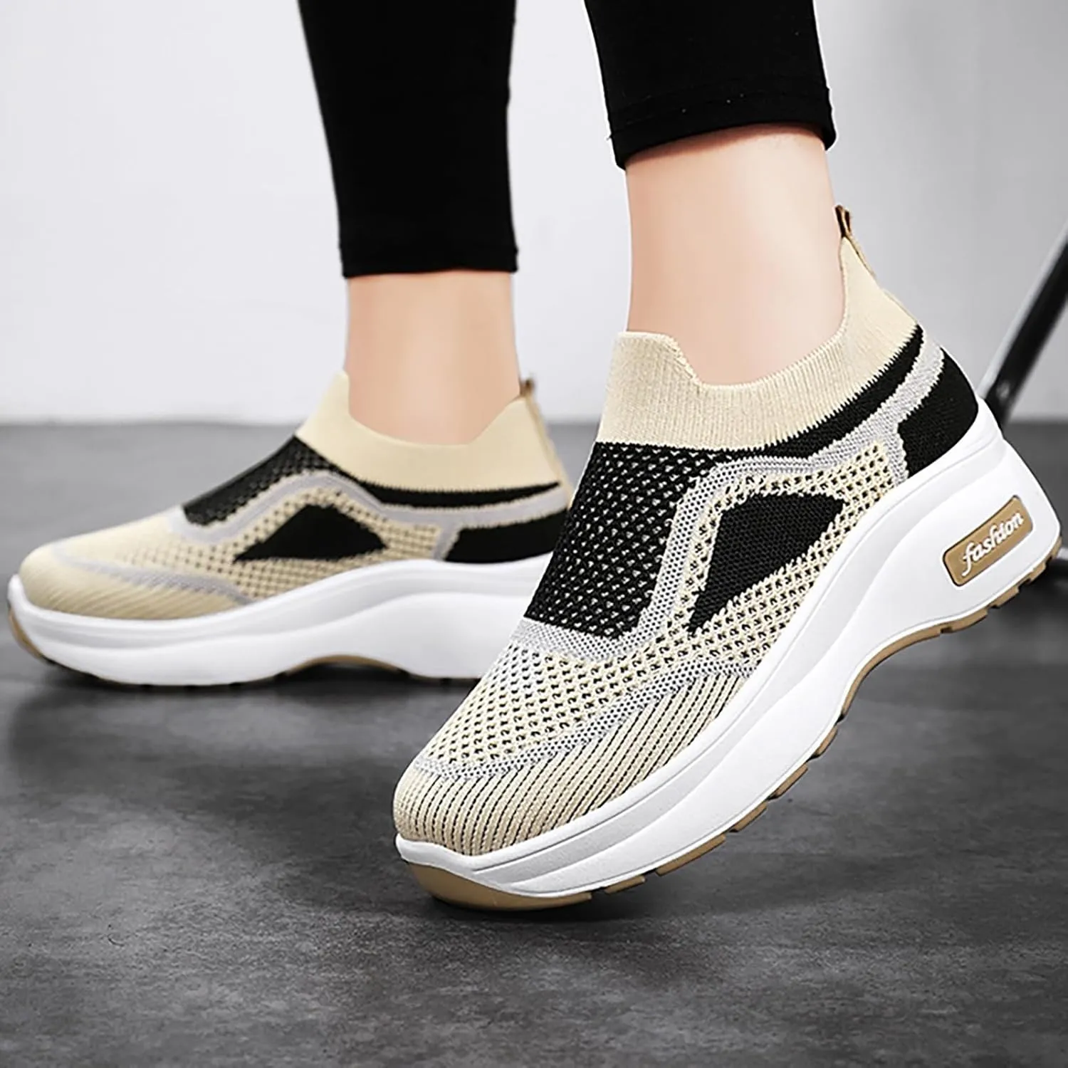 ZSpzx Womens Jogging Tennis Sneakers Slip On Air Cushioned Padded Insole Orthopedic Platform Shoes Walking Sneaker Breathable Mesh Casual Comfy Lightweight Shoe for Gym Travel Daily Wear